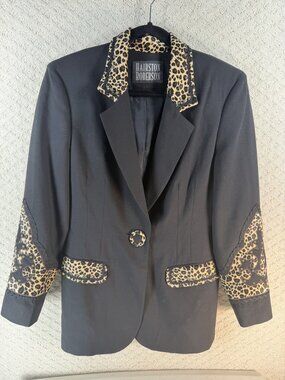 Hairston Roberson Western Blazer Jacket Womens Black Embroidered Studded Size 6